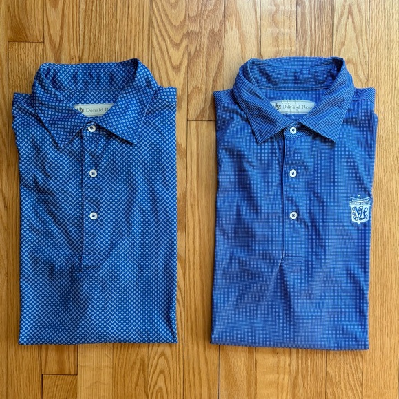 Lot 2 Donald Ross Men’s Short Sleeve Performance Polo Shirts Large Blue White - Picture 1 of 7